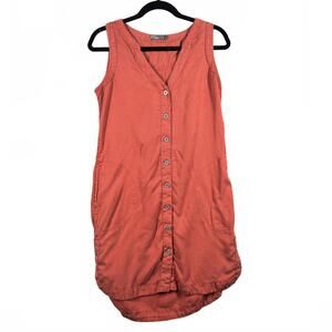 prAna Women's‎ Sleeveless Button-Front Coral Casual Dress Small